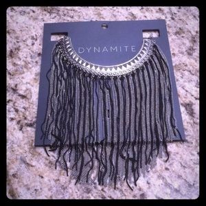 NWT Black & Silver Fringe Necklace from Dynamite